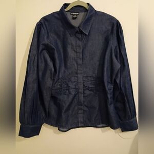 18 Centimeters Women's Blue Denim Top Balloon Sleeve Sz XL